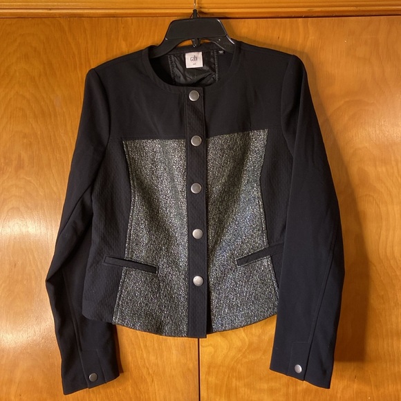 CAbi #3036 Media Tweed Green & Black Snap Button Jacket M - Picture 6 of 15